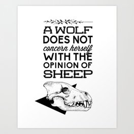 A Wolf Does Not Concern... Art Print | Black and White, Typography, Illustration, Graphic Design 