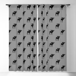 Bull Moose Silhouette - Black on Gray Blackout Curtain