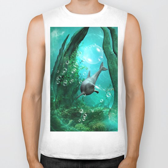 Swimming dolphin Biker Tank