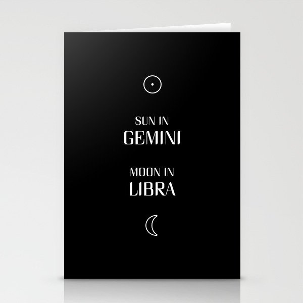 Gemini/Libra Sun and Moon Signs Stationery Cards