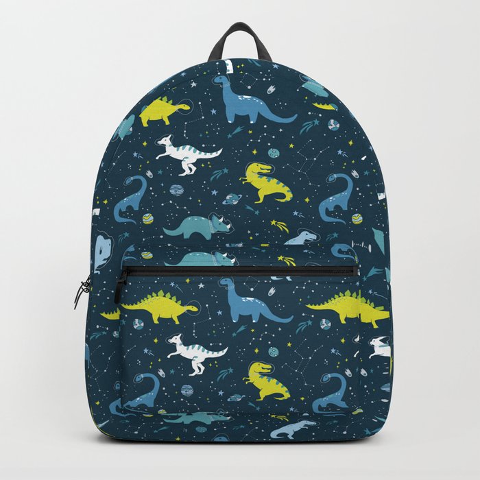 Space Dinosaurs in Bright Green and Blue Backpack