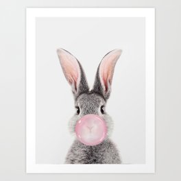 Rabbit with Bubble Gum Art Print