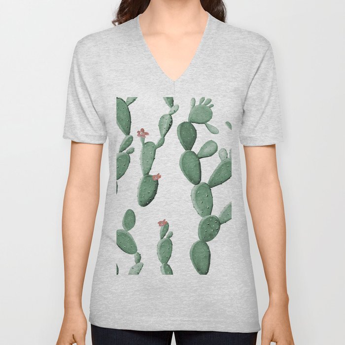 Flowering Cacti V Neck T Shirt