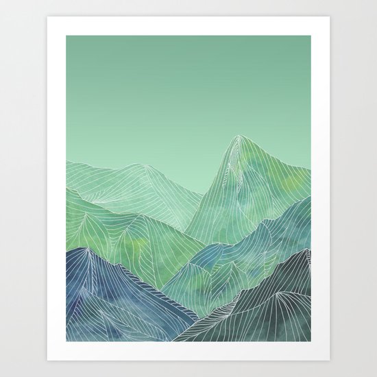Lines in the mountains - green Art Print