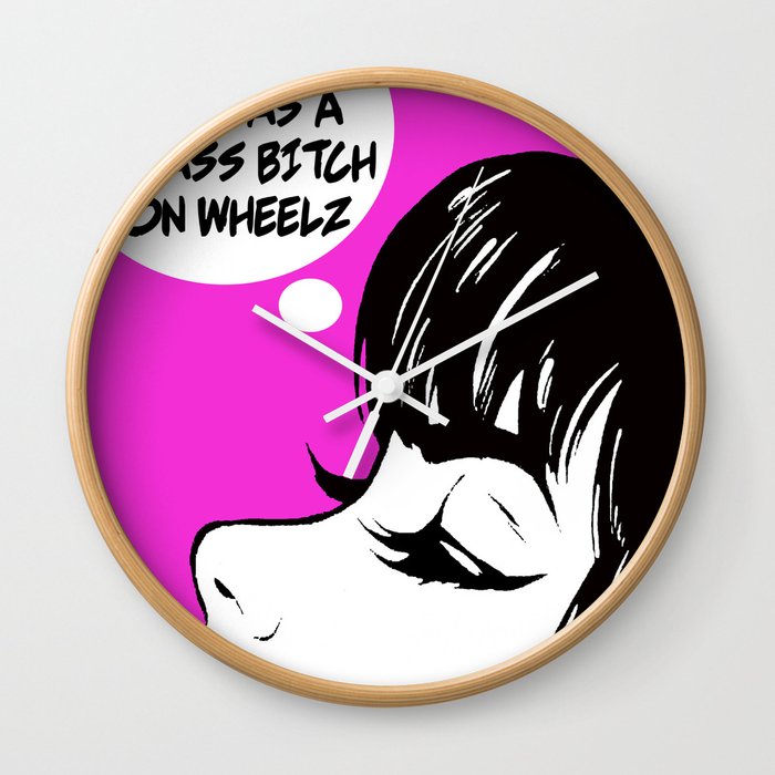 Pop Art Badass Bitch on Wheels Wall Clock