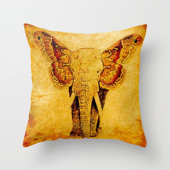 The elephant who wanted to be a butterfly Throw Pillow