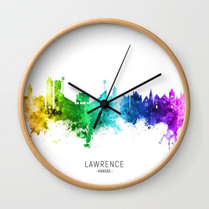 Lawrence Kansas Skyline Wall Clock