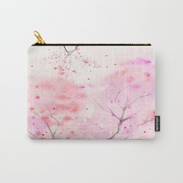 Cherry Blossom, Abstract,  Art Watercolor Painting  by Suisai Genki  Carry-All Pouch