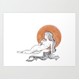 Luna - Feminine Line Drawing Art Print