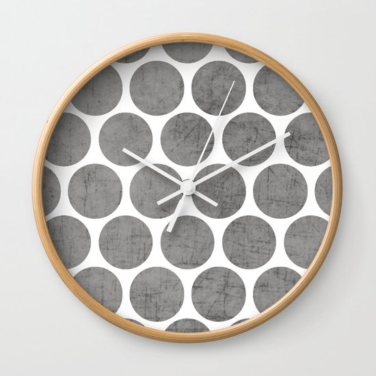 gray polka dots Wall Clock