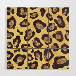 Yellow gold leopard print Wood Wall Art
