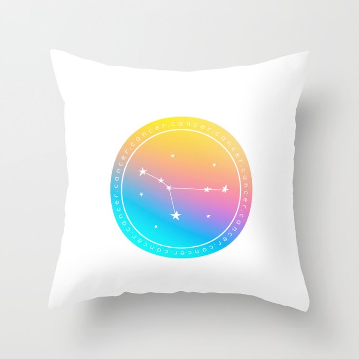 Cancer Zodiac | Rainbow Circle Throw Pillow