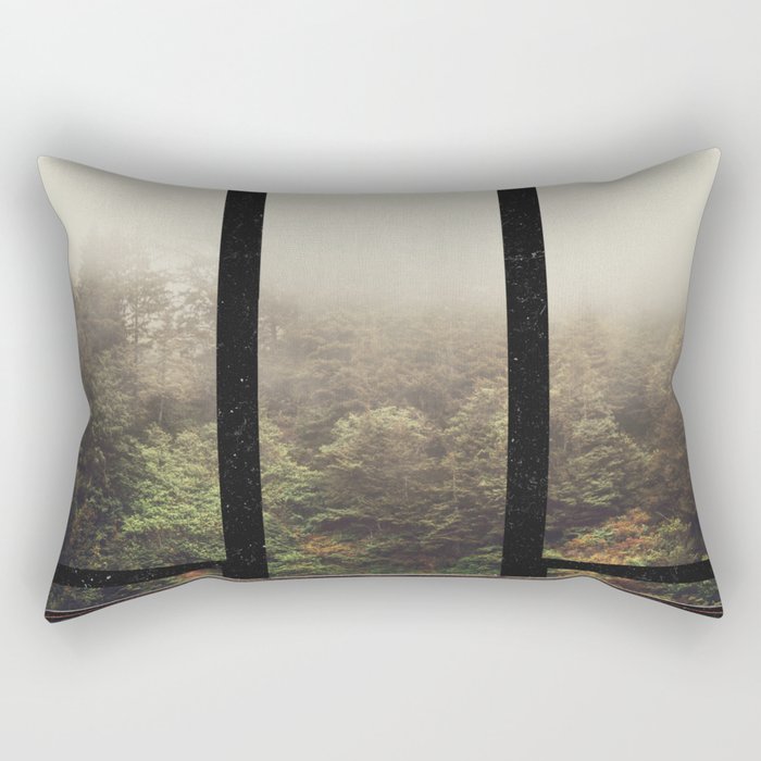 Window to the Forest and Fog-PNW Rectangular Pillow