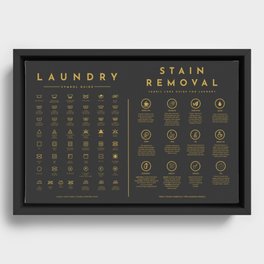 Laundry Symbols Guide Care with Stain Removal Instruction Gold Framed Canvas