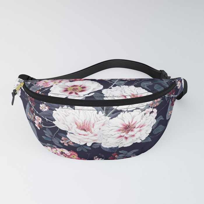 Luxury Chic Florals on Navy Blue Fanny Pack by Megan Morris