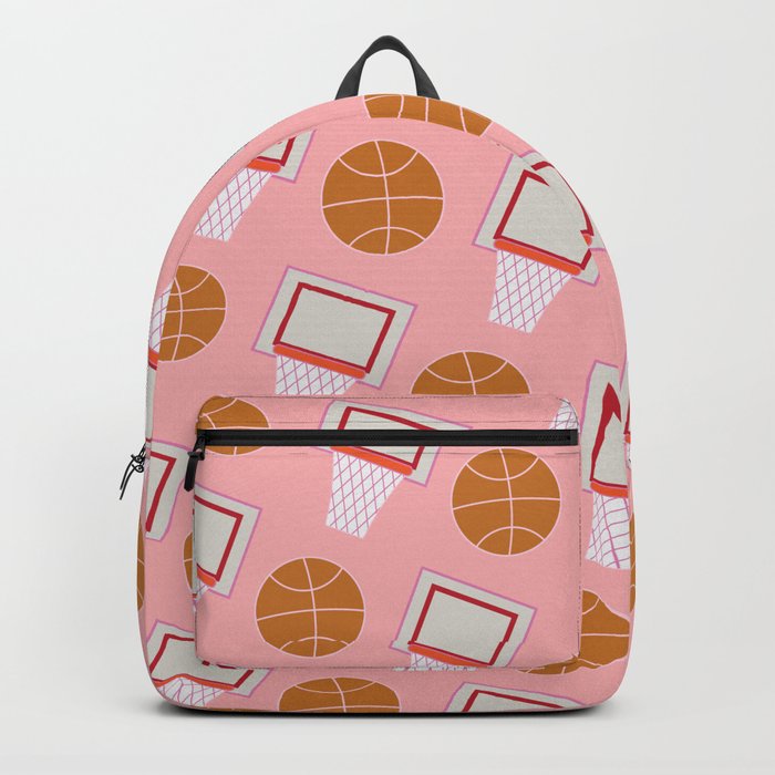 Pink Basketball Pattern Backpack