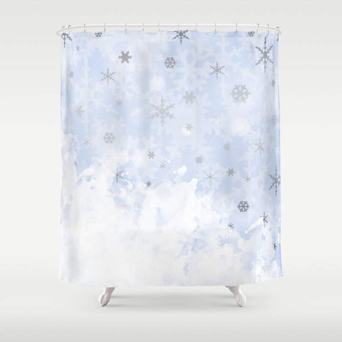 blue and silver shower curtain