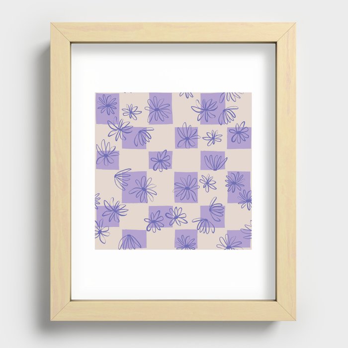 Daisy checkerboard in very peri Recessed Framed Print