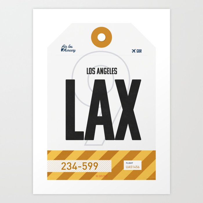 Los Angeles Luggage Tag Art Print
