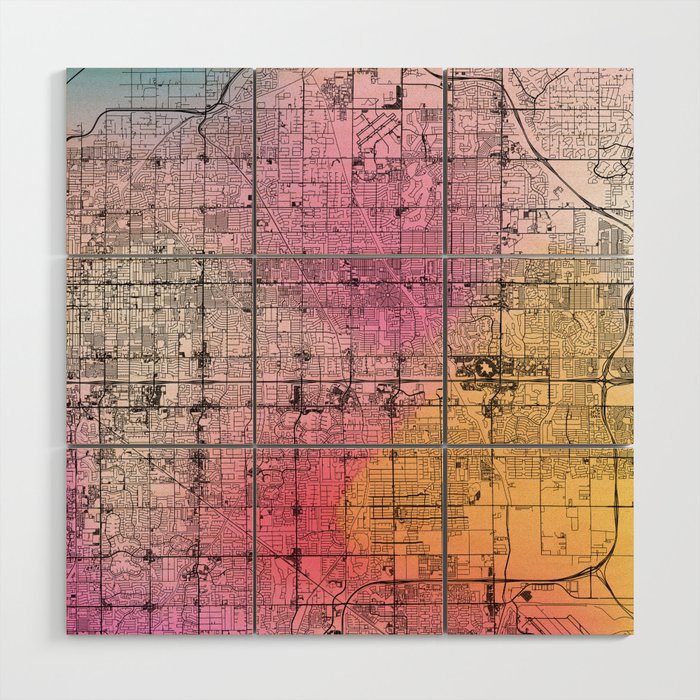 Colorful Mesa, USA City Map Wood Wall Art