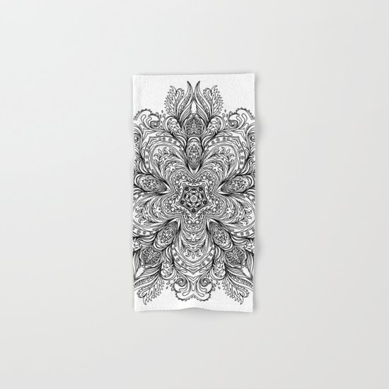 B&W Indian Mandala Hand & Bath Towel