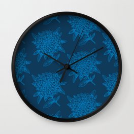 Elegant Flowers Floral Nature Blue Wall Clock