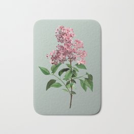 Vintage Chinese Lilac Botanical Illustration on Mint Green Bath Mat | Painting, Nature, Floral, Botanicals, Florals, Plants, Redoute, Mint, Botanical, Flower 