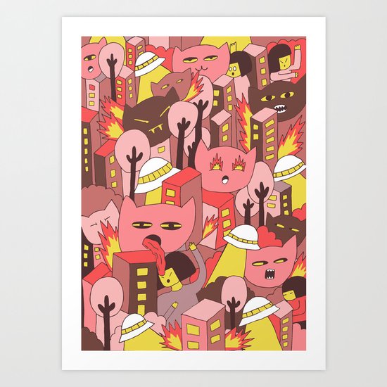 cat invasion Art Print