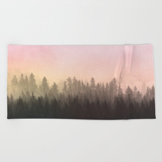 Foggy woods Beach Towel