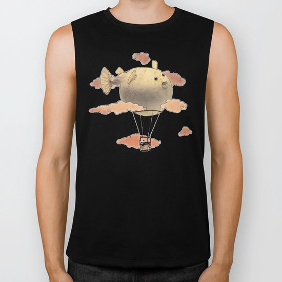 Panda fliying in a Blow fish 2 Biker Tank