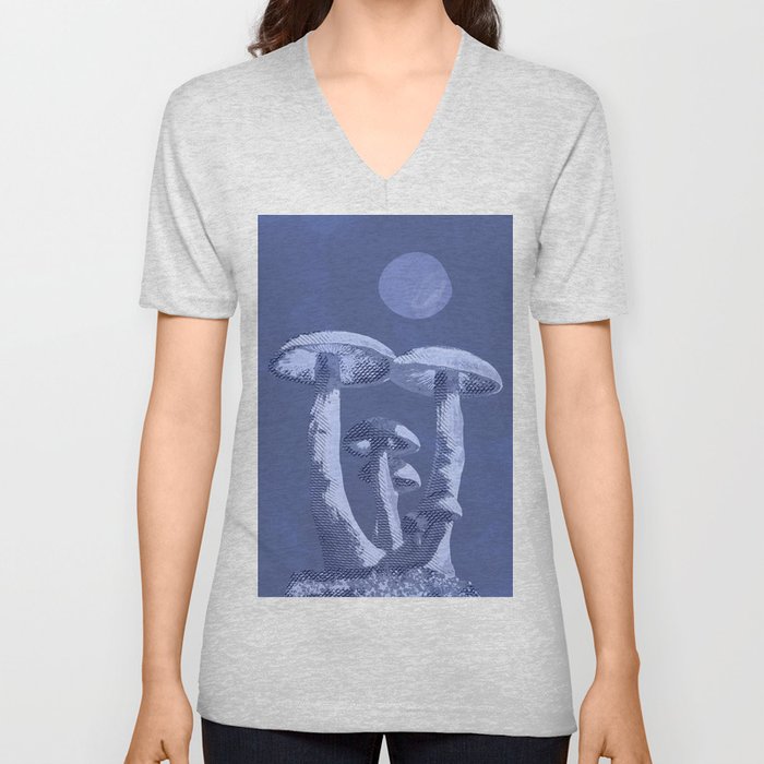 Indigo Mushroom Midnight V Neck T Shirt