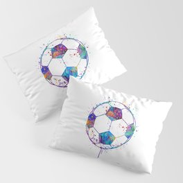 Soccer Ball Colorful Watercolor Pillow Sham