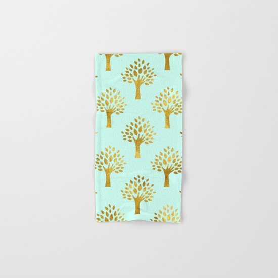 Mint Gold Foil 02 Hand & Bath Towel