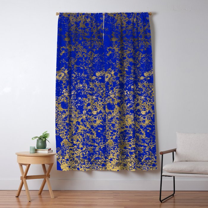 Royal Blue and Gold Patina Design Blackout Curtain by ...