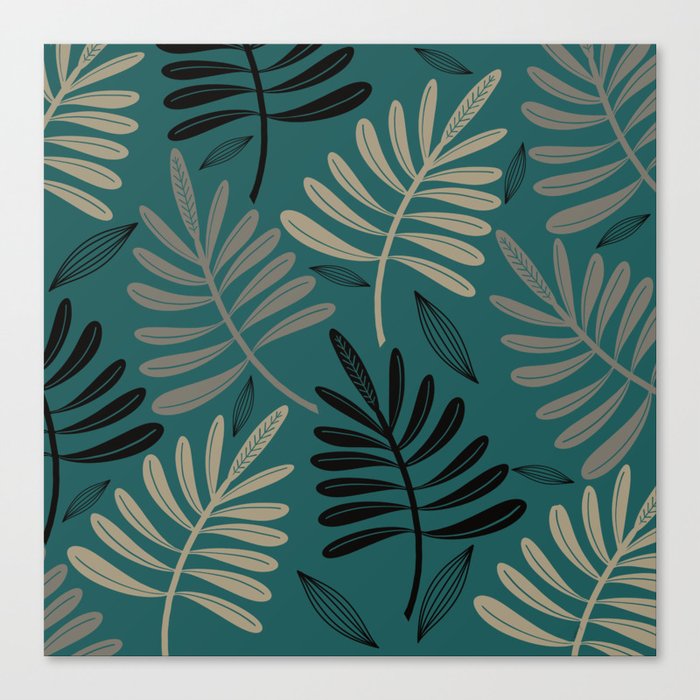 Falling Leaves in Teal Canvas Print