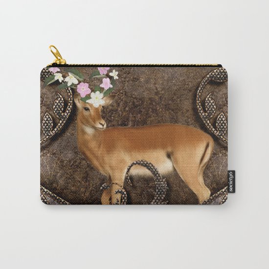 Wonderful antelope with flowers Carry-All Pouch
