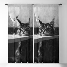 The Nightwatch Cat at the Absinthe bar black and white photograph / art photography Blackout Curtain