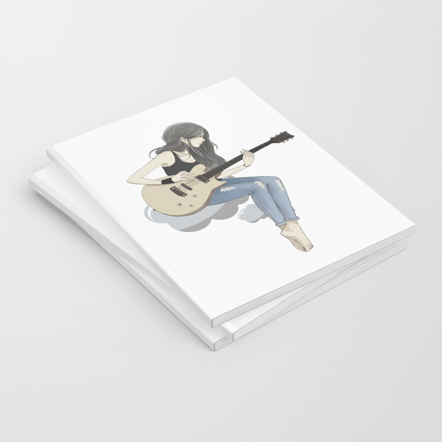 Art Girl Anime Guitar Animation Society6 Gift Shop Notebook By Mamoud Society6