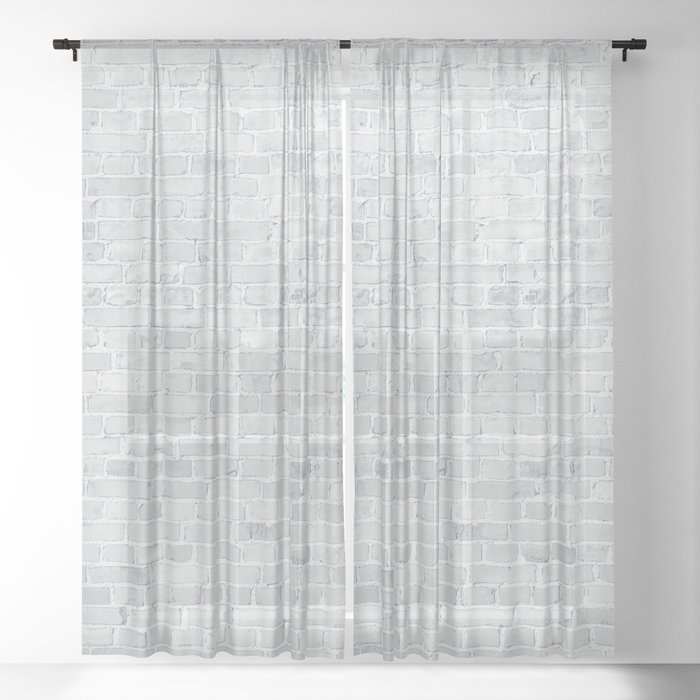 White Washed Brick Wall Stone Cladding Sheer Curtain By Podartist