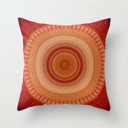 Vintage Orange Mandala Throw Pillow