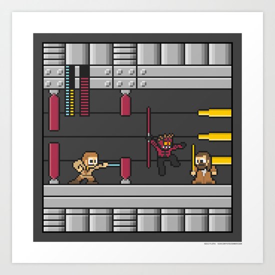 Mega Boss Battles - Darth Maul vs. Obiwan & Qui Gon Art Print