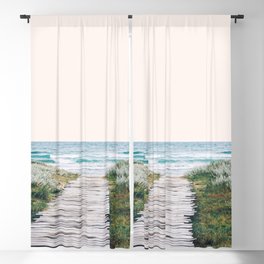 The Ocean is Calling & I Must Go | Pastel Sea Beachy Nature Landscape Travel Blackout Curtain