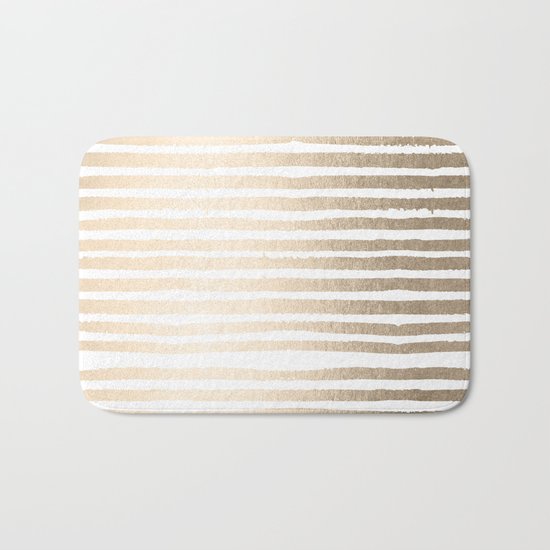 White Gold Sands Shibori Stripes Bath Mat