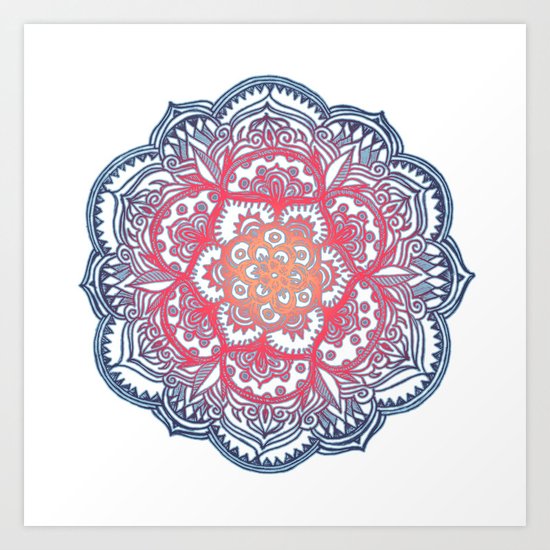 Radiant Medallion Doodle Art Print