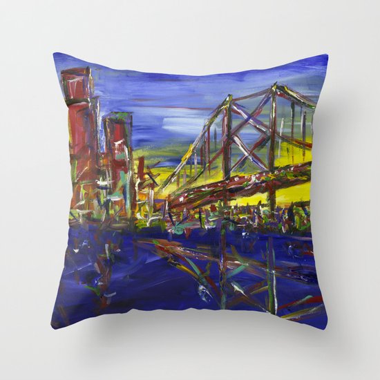 Philly Skyline with Ben Franklin Bridge Throw Pillow