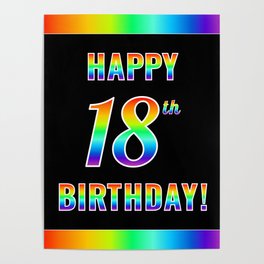 [ Thumbnail: Fun, Colorful, Rainbow Spectrum “HAPPY 18th BIRTHDAY!” Poster ]