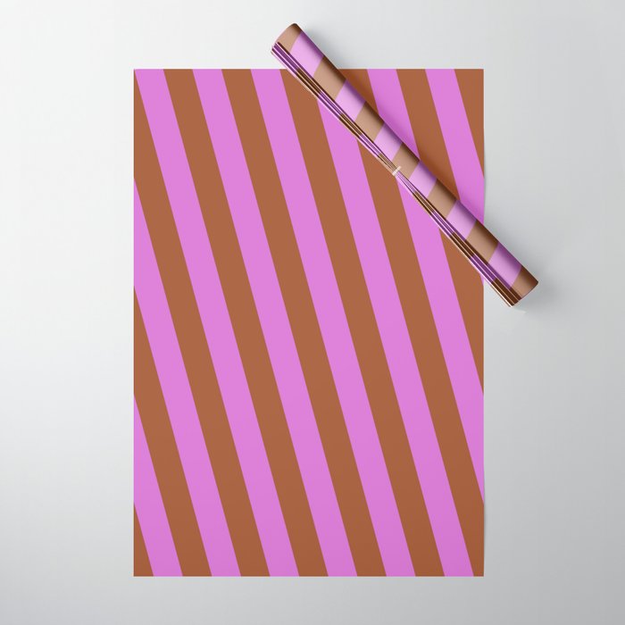 Orchid and Sienna Colored Stripes/Lines Pattern Wrapping Paper