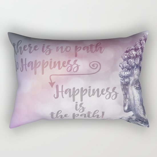 Buddha Path to Happiness inspirational Typography Rectangular Pillow
