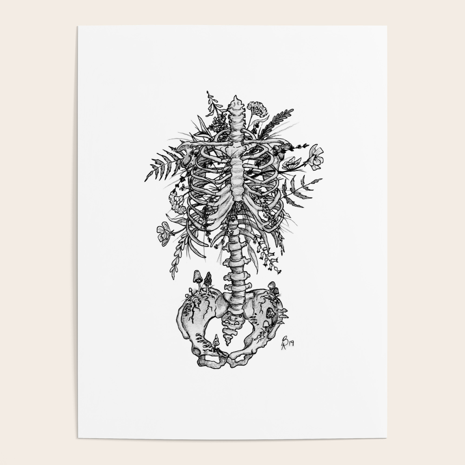 Beauty From Decay Skeleton Flower Wall Art Print Poster By Nerd S The Word Prints Society6