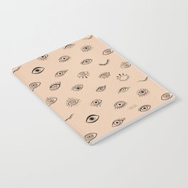 Evil Eyes - Black with Tan Background Notebook